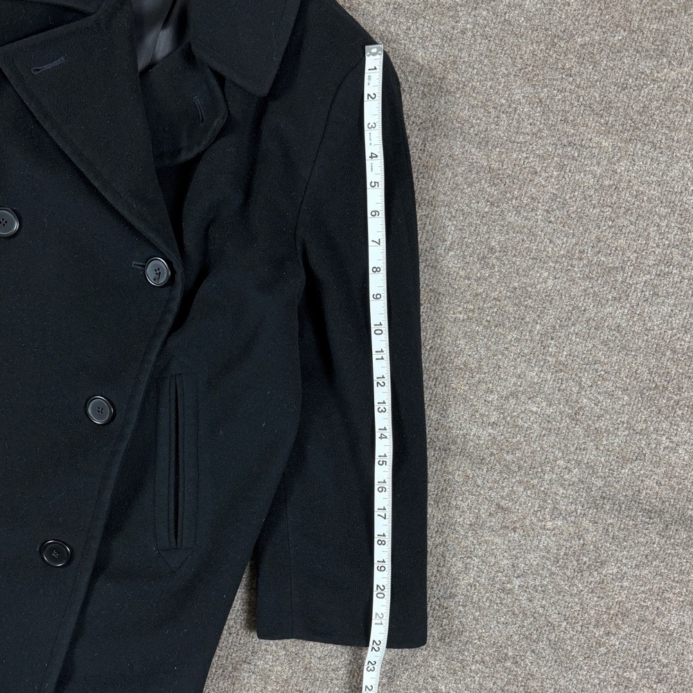 Vintage Perry Ellis Black Double Breasted Pea Coat Womens 4 Preppy Winter Jacket - Picture 7 of 14